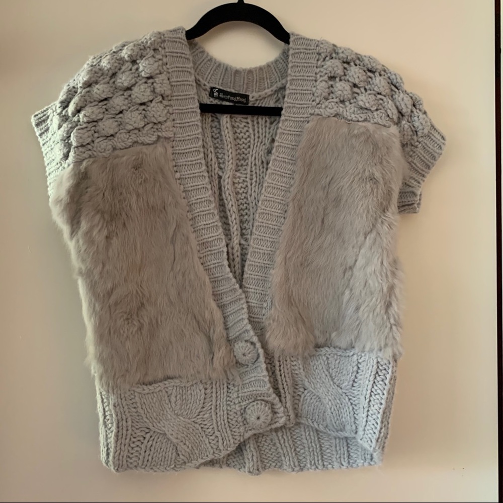 Faux fur knit sweater vest
